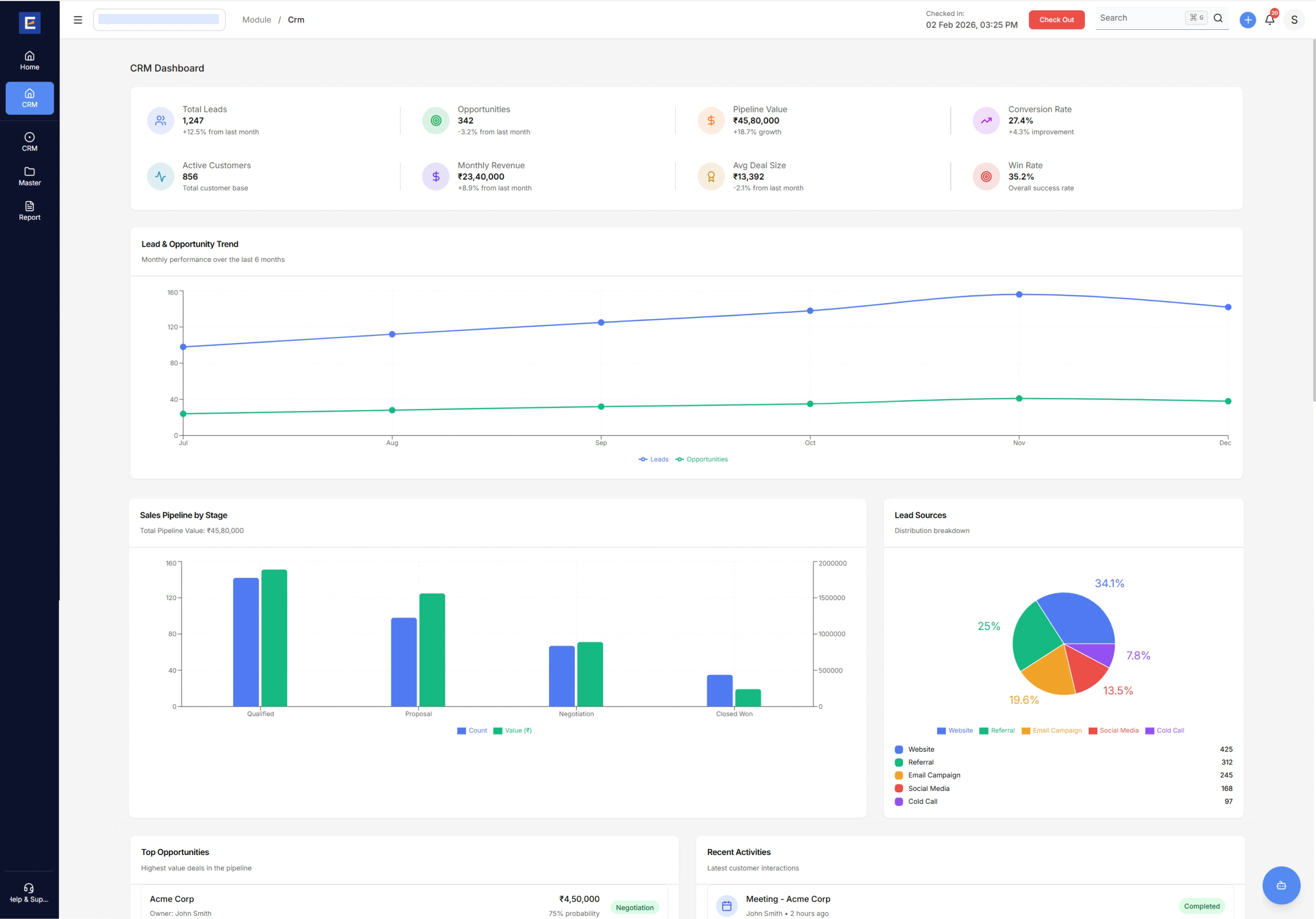 Entires.AI CRM Dashboard